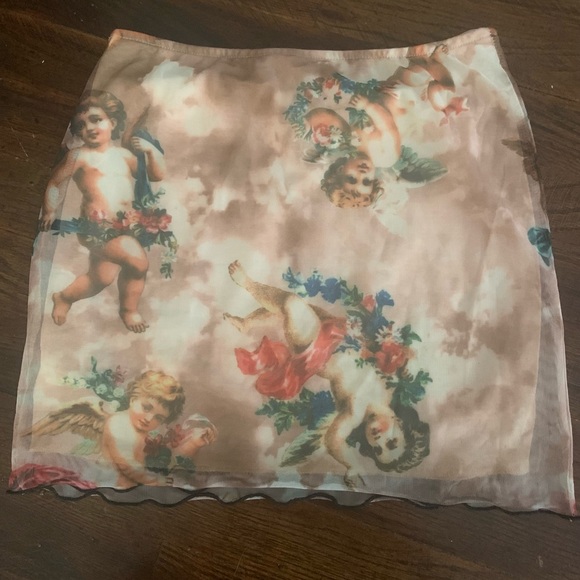 NWOT Angel print bodycon mini skirt - Picture 3 of 7